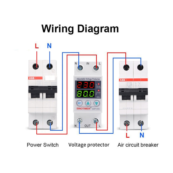 SINOTIMER SVP-916 Adjustable Self-resetting Over-voltage Under-voltage Protector, Current: 40A