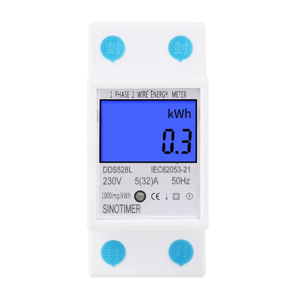 DDS528L Backlight Display Home Single-phase Rail Energy Meter 5-32A(230V 50Hz)