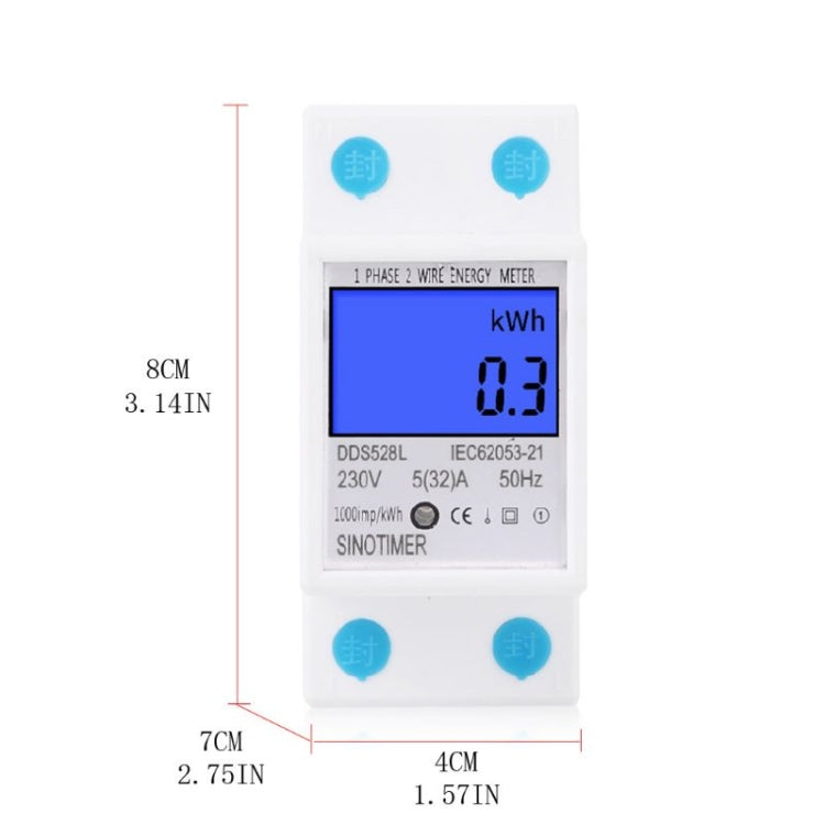DDS528L Backlight Display Home Single-phase Rail Energy Meter 5-32A(110V 60Hz)