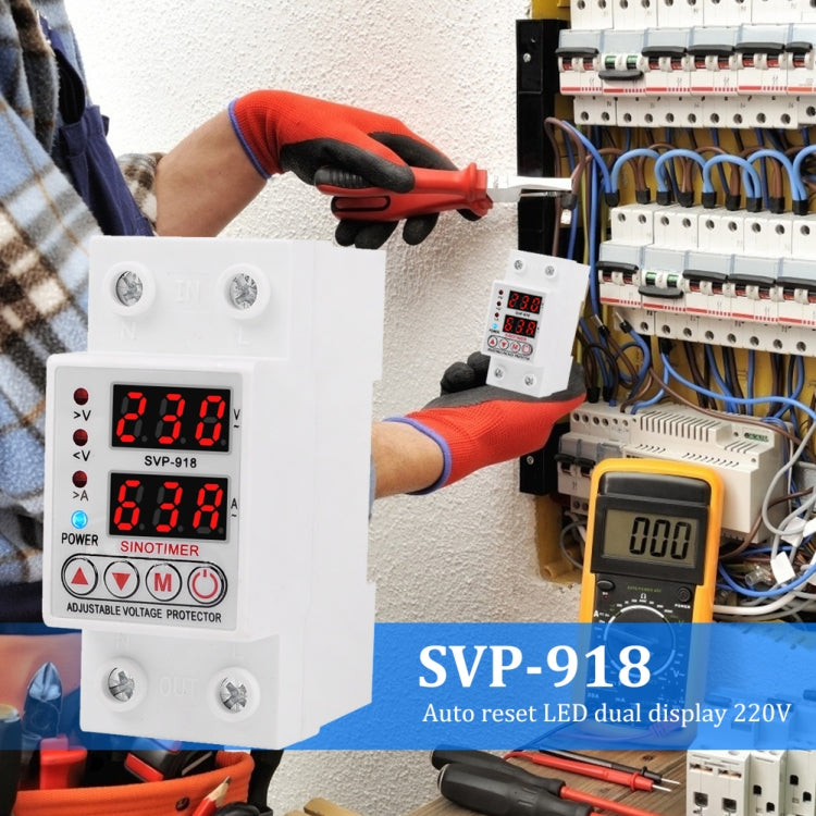 SINOTIMER SVP-918 Adjustable Self-resetting Intelligent  Over-voltage Under-voltage Protector, Current:  40A