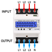 SINOTIMER Three-Phase Backlight Display Rail Type Electricity Meter 5-100A 400V(DDS024 White Shell)