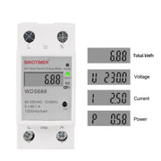 SINOTIMER WDS688 Smart WiFi Single-Phase Power Meter Mobile APP Home Rail Meter 5-60A 230V