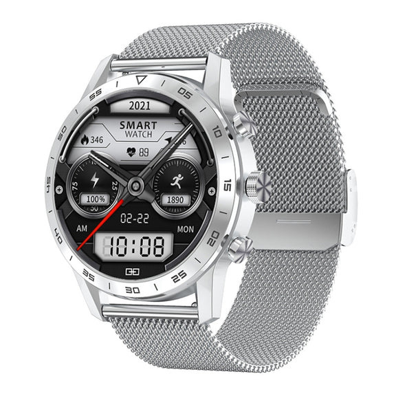 LOANIY DT70 Analog Digital Dual Display Smart Call Watch(Silver Steel)