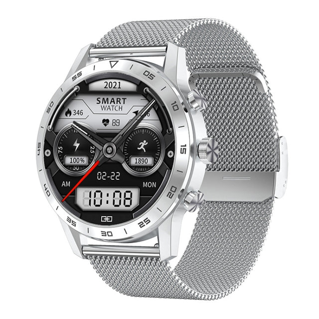 LOANIY DT70 Analog Digital Dual Display Smart Call Watch(Silver Steel)