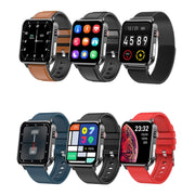 LOANIY E86 1.7 Inch Heart Rate Monitoring Smart Bluetooth Watch, Color: Black Leather