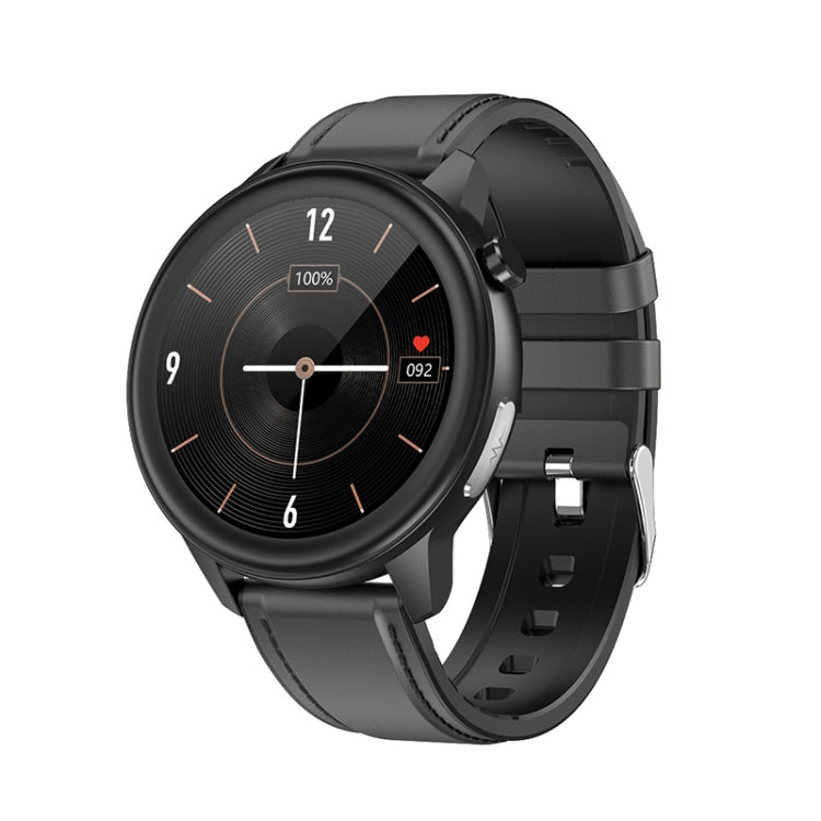 LOANIY E80 1.3 Inch Heart Rate Detection Smart Watch, Color: Black Leather