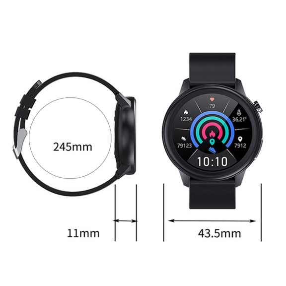 LOANIY E80 1.3 Inch Heart Rate Detection Smart Watch, Color: Black Leather