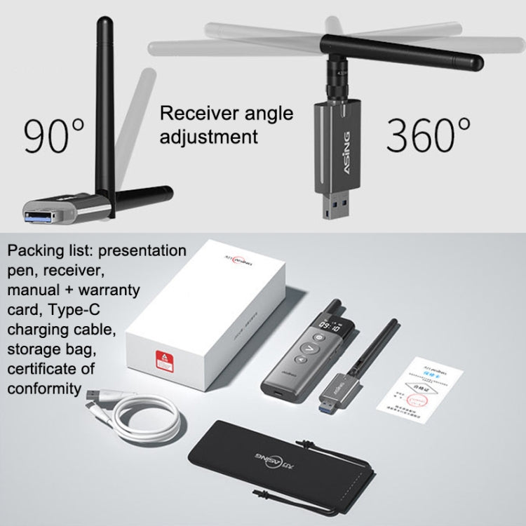 ASiNG A10 Green Light PPT Page Turning Pen Remote Control Presentation Pen, Capacity: 128M (Gray)