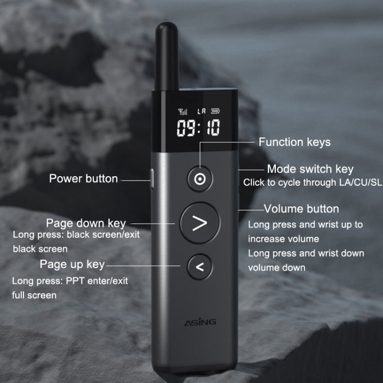 ASiNG A10 Green Light PPT Page Turning Pen Remote Control Presentation Pen, Capacity: 128M (Gray)