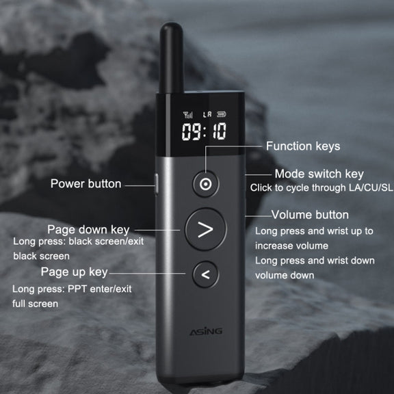 ASiNG A10 Green Light PPT Page Turning Pen Remote Control Presentation Pen, Capacity: 128M (Gray)