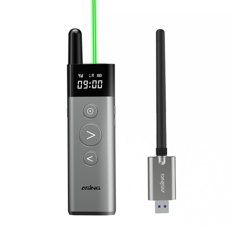 ASiNG A10 Green Light PPT Page Turning Pen Remote Control Presentation Pen, Capacity: 32G (Gray)
