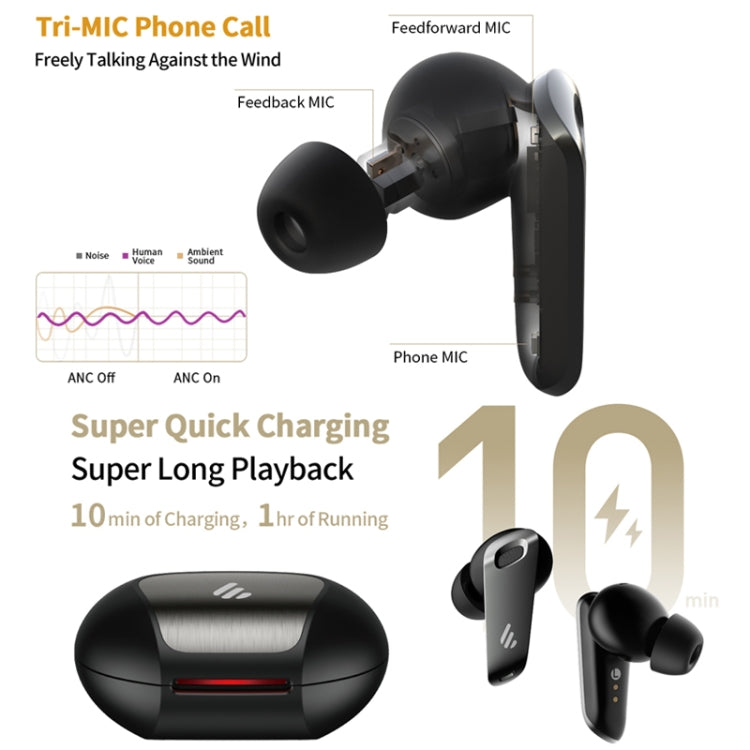 Edifier Water-resistant and Dustproof Sports Wireless Bluetooth Earphone(Shadow Black)