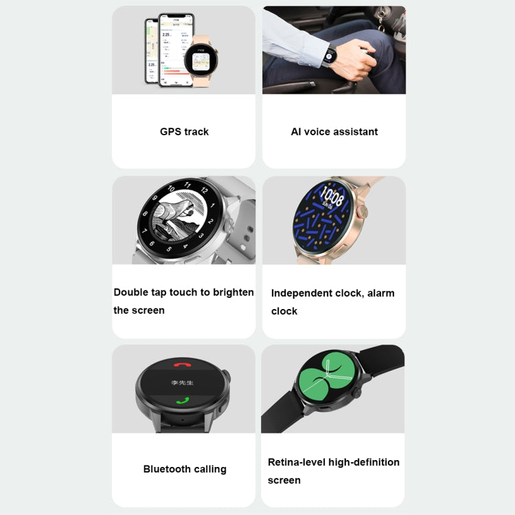 Wearkey DT4+ 1.36 Inch HD Screen Smart Call watch with NFC Function, Color: Silver Silicone