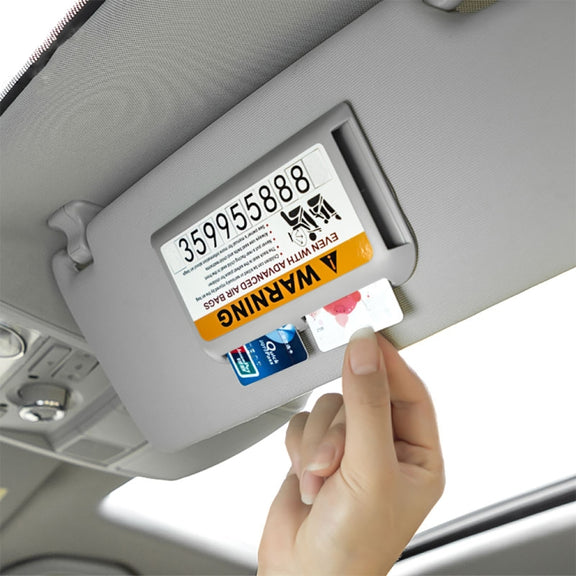 Car Sun Visor Card Holder Pass Fuel Card Holder Parking Number Card(Gray Bagged)
