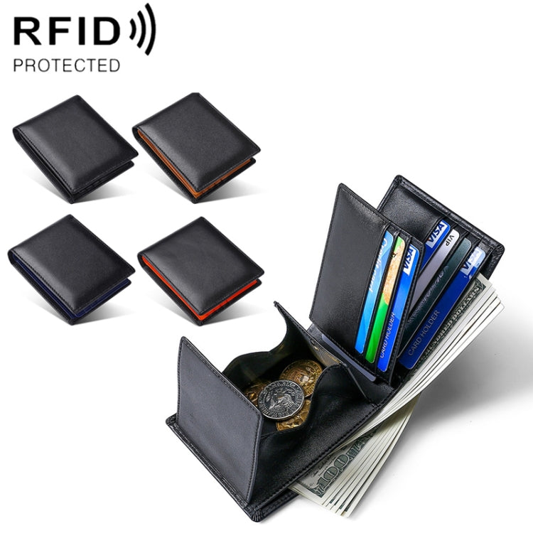 TP-215 Leather RFID Anti-theft Tri-fold Short Wallet(Orange)