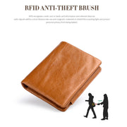 TP-191 RFID Multifunctional Tri-Fold Retro Men Genuine Leather Wallet(Coffee)