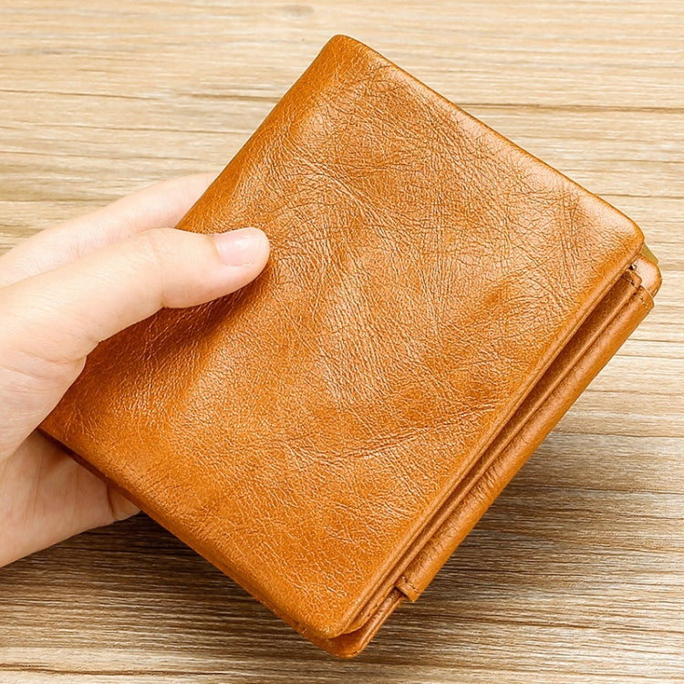 TP-191 RFID Multifunctional Tri-Fold Retro Men Genuine Leather Wallet(Black)