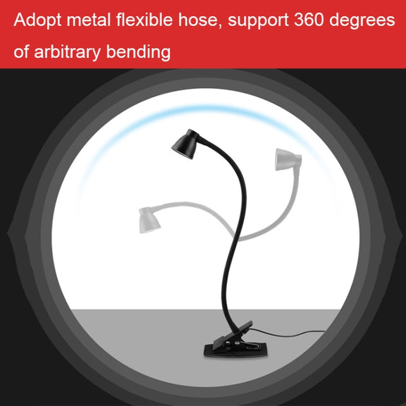 668A001 USB 360 Degree Bend Hose Desk Lamp, Spec: Black Two-speed Dimming