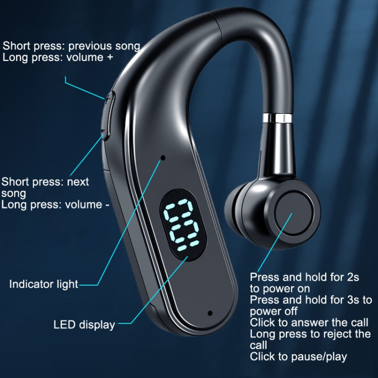 Bluetooth Business Hanging Ear Digital Display LED Sports Driving Headset(X5 Standard)