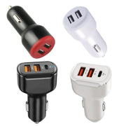 2PCS PD+2.4A Dual USB Car Charger, Style: 3 Ports (Black)
