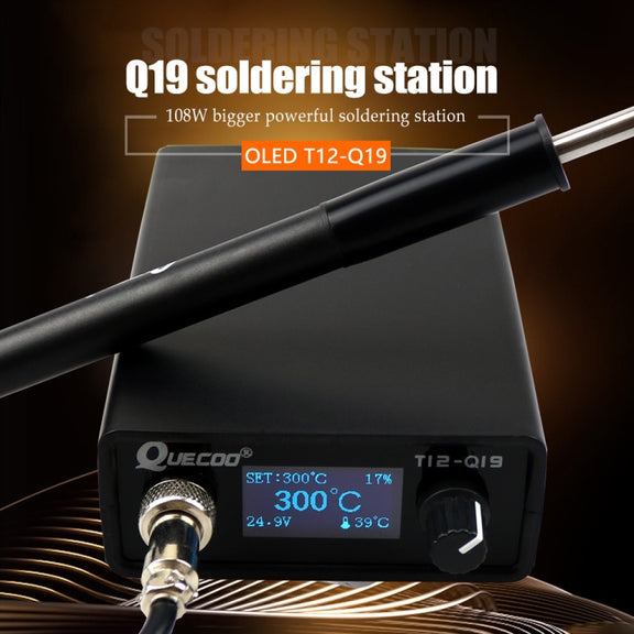 QUECOO 1.3 Inch Display Soldering Station with Handle, Set: US Plug (Q19+P9)