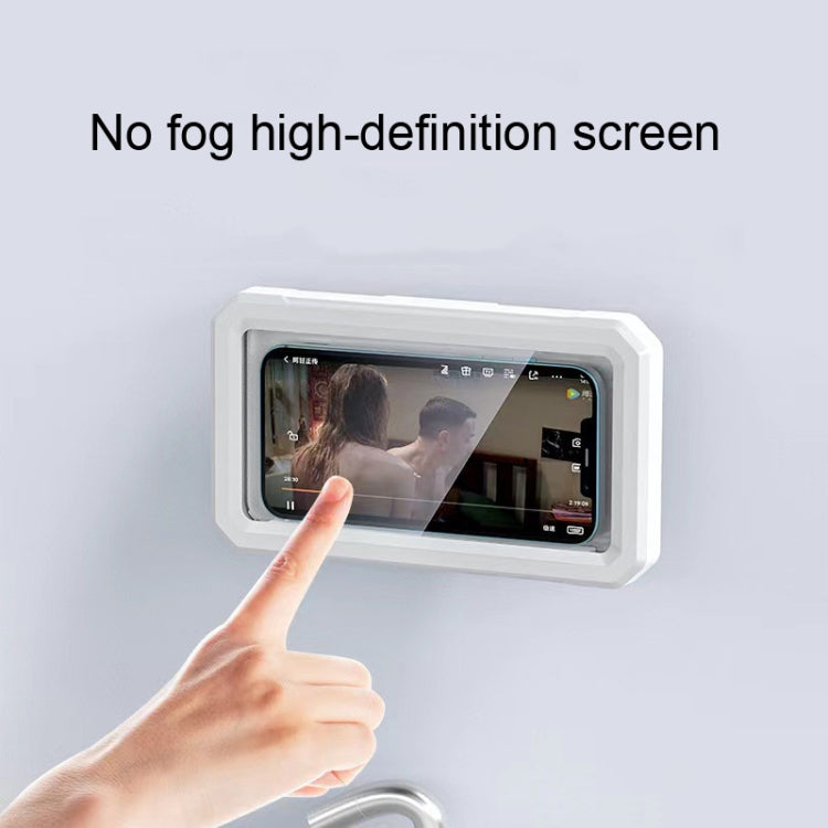 Retractable Rotating Bathroom Water-resistant Mobile Phone Box Wall Mount Mobile Phone Holder(White)