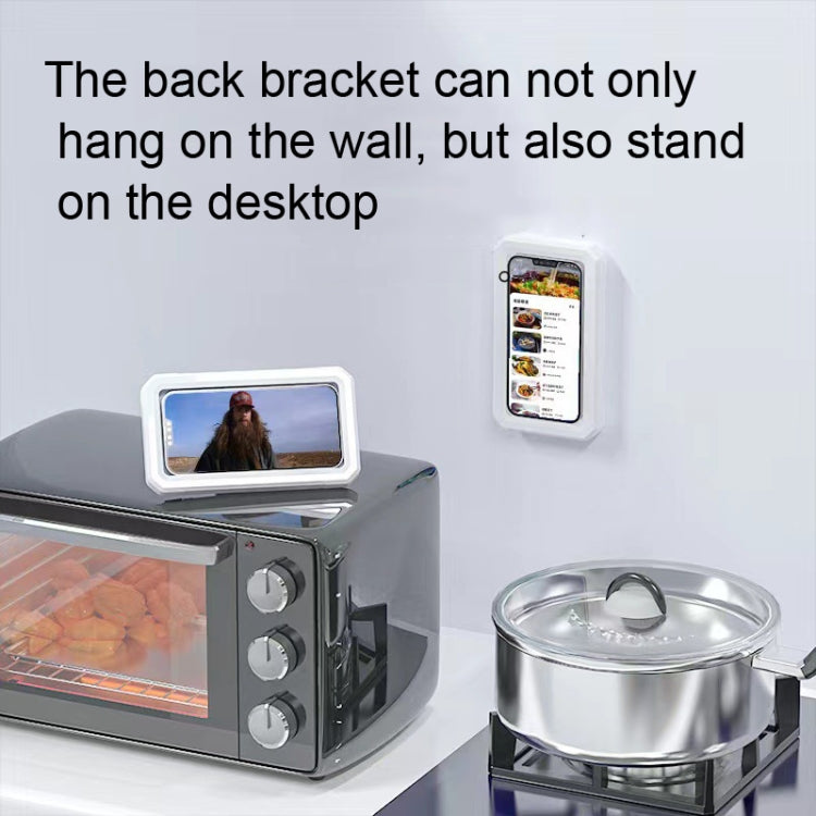 Retractable Rotating Bathroom Water-resistant Mobile Phone Box Wall Mount Mobile Phone Holder(White)