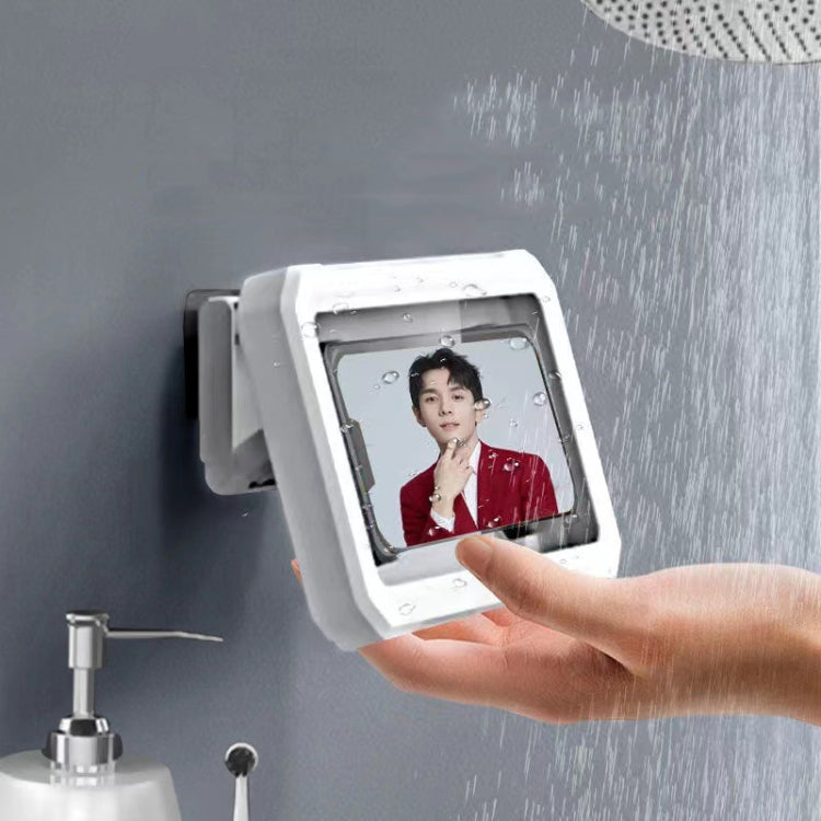 Retractable Rotating Bathroom Water-resistant Mobile Phone Box Wall Mount Mobile Phone Holder(White)