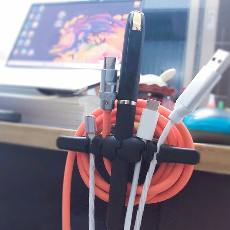 10 PCS Data Cable Storage Winding Wire Organizer(5 Holes Gray)