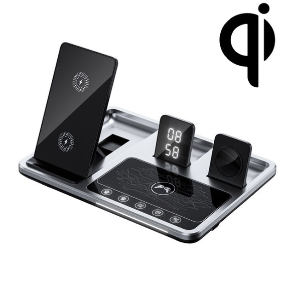 R11 4 In 1 30W Phone Wireless Charger with Ambient Light(Silver Black)