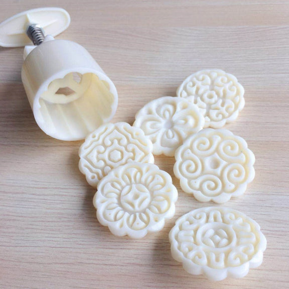 2 PCS Moon Festival Round Hand-Pressed Pastry Mold Baking Tools, Model: 30