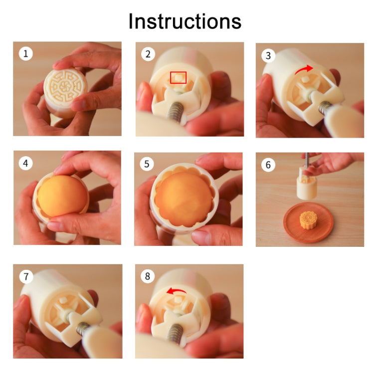 2 PCS Moon Festival Round Hand-Pressed Pastry Mold Baking Tools, Model: 30