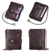 HUMERPAUL BP896 RFID Anti-Theft Brush Dual Zipper Leather Wallet Multi-Card Men Purse(Dark Brown)