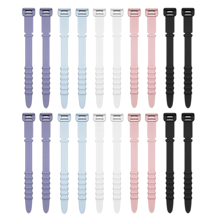 3 Sets 20pcs/Set  Fishbone Silicone Cable Tie Cable Organizer Winder, Color: Five color