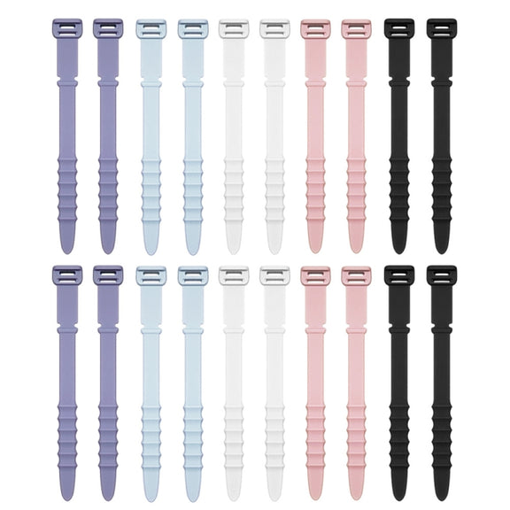 3 Sets 20pcs/Set  Fishbone Silicone Cable Tie Cable Organizer Winder, Color: Five color