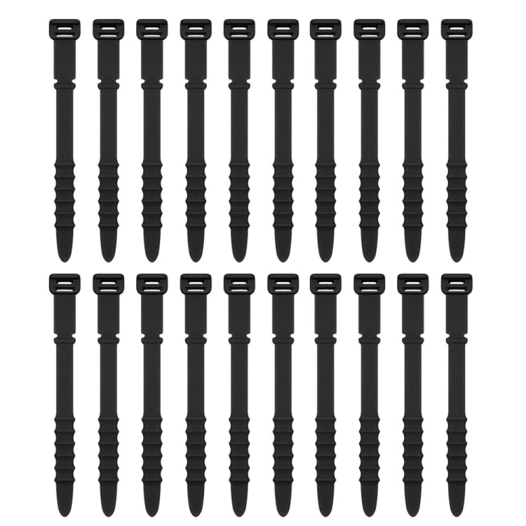 3 Sets 20pcs/Set  Fishbone Silicone Cable Tie Cable Organizer Winder, Color: Black