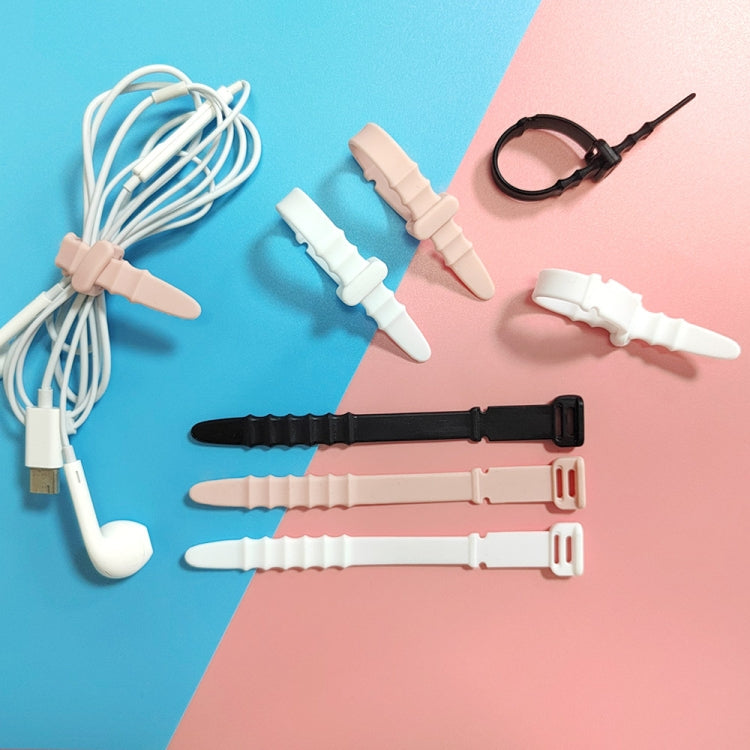 3 Sets 20pcs/Set  Fishbone Silicone Cable Tie Cable Organizer Winder, Color: Black