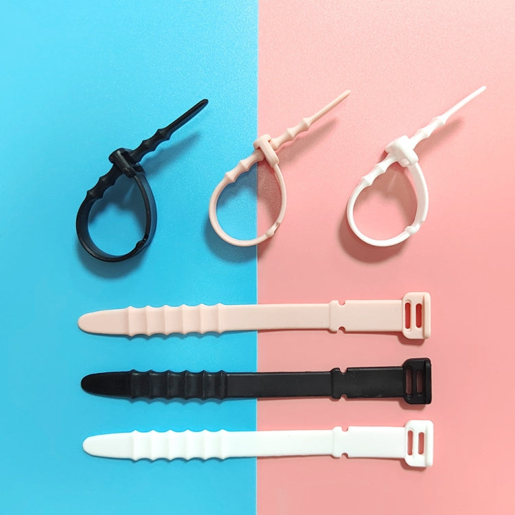 3 Sets 20pcs/Set  Fishbone Silicone Cable Tie Cable Organizer Winder, Color: Black
