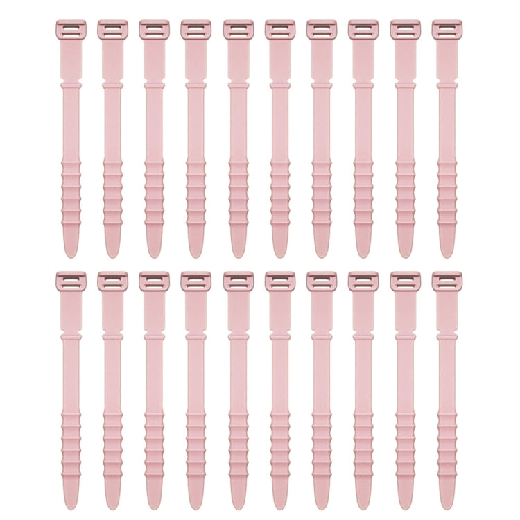 3 Sets 20pcs/Set  Fishbone Silicone Cable Tie Cable Organizer Winder, Color: Pink