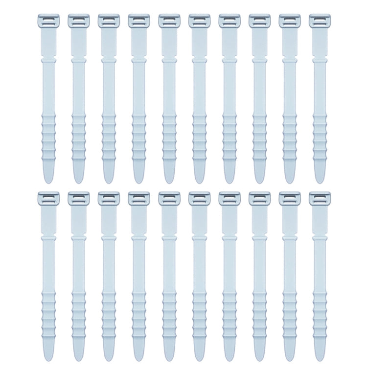 3 Sets 20pcs/Set  Fishbone Silicone Cable Tie Cable Organizer Winder, Color: White Ice Color