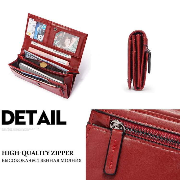 BP806 RFID Anti-Theft Brush Lady Wallet Multi-Card Clutch Bag(Black)