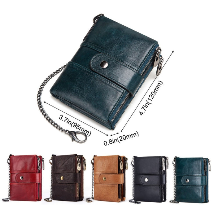 BP804 RFID Anti-Theft Wallet Multi-Function Buckle Zipper Retro Leisure Coin Purse(Khaki)