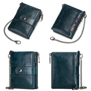 BP804 RFID Anti-Theft Wallet Multi-Function Buckle Zipper Retro Leisure Coin Purse(Khaki)