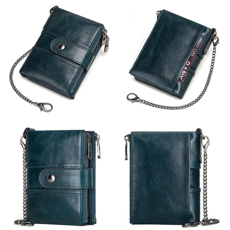 BP804 RFID Anti-Theft Wallet Multi-Function Buckle Zipper Retro Leisure Coin Purse(Brown)