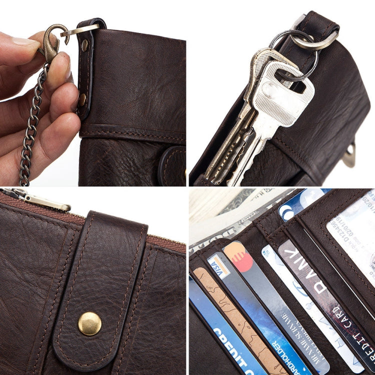BP804 RFID Anti-Theft Wallet Multi-Function Buckle Zipper Retro Leisure Coin Purse(Red)