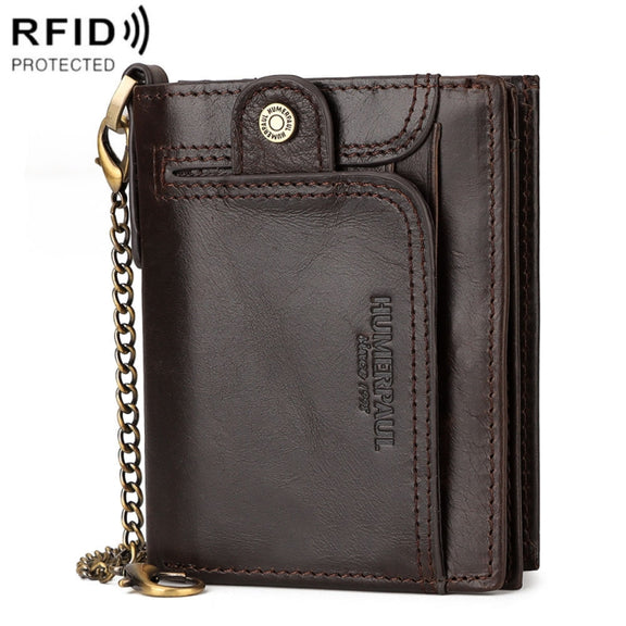 HUMERPAUL BP950 RFID Anti-Magnetic Men Wallet Large Capacity Multi-Card Solt Pocket(Brown)