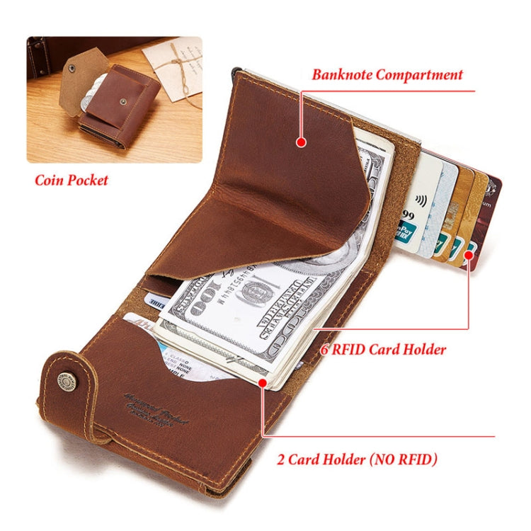 HUMERPAUL BP906 Credit Card Cover RFID Anti-Theft Brush Card Bag(Brown)