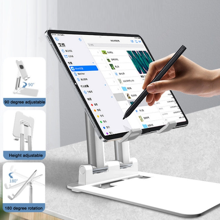Tablet Mobile Phone Desktop Double Pole Lifting Folding Bracket, Color: White (Large)