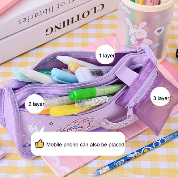 Cartoon Pencil Bag Large-capacity Primary School Stationery Bag With Handle, Color: Astronaut