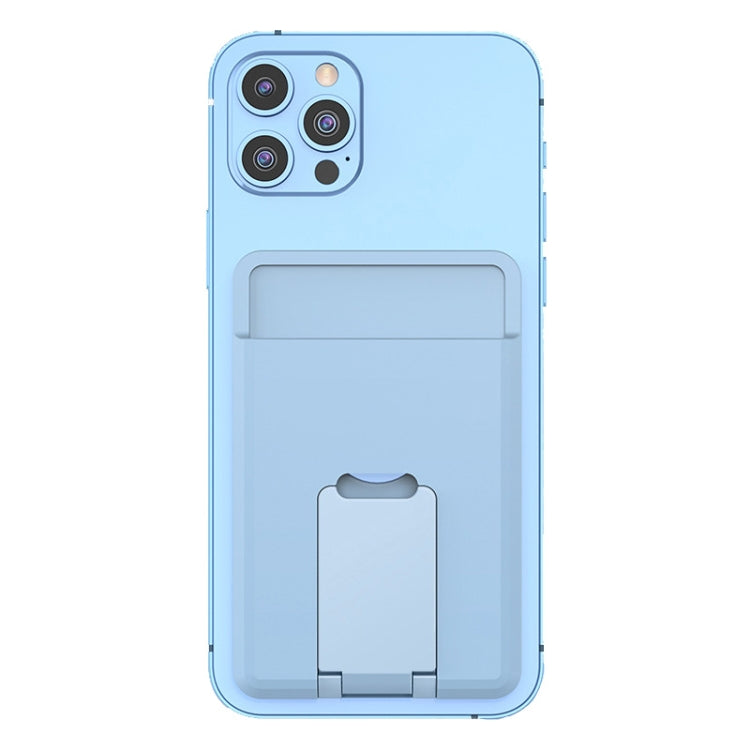 CY133H Silicone Magnetic Phone Holder with Card Holder Function(Peak Blue)